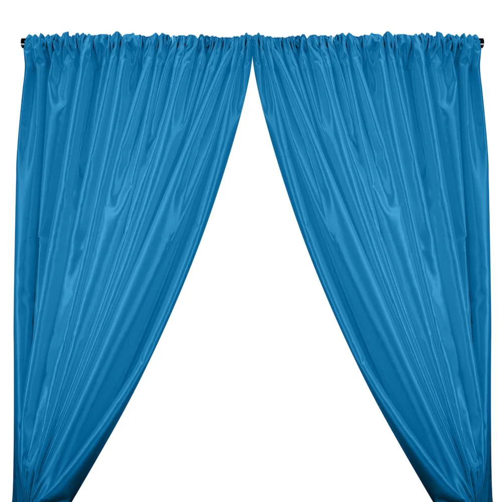 Charmeuse Satin Rod Pocket Curtains - Turquoise