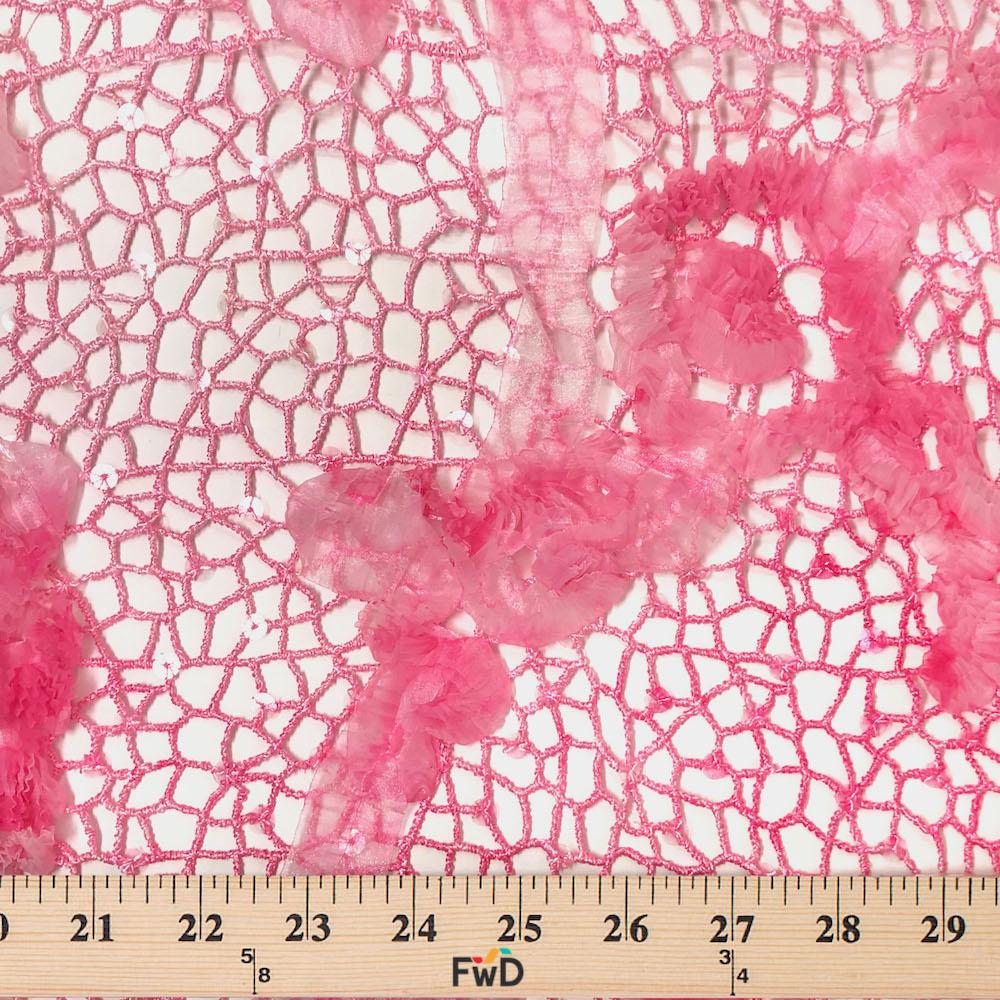 Chemical Mesh Lace w/ Floral Ribbon Embroidery - Image 11