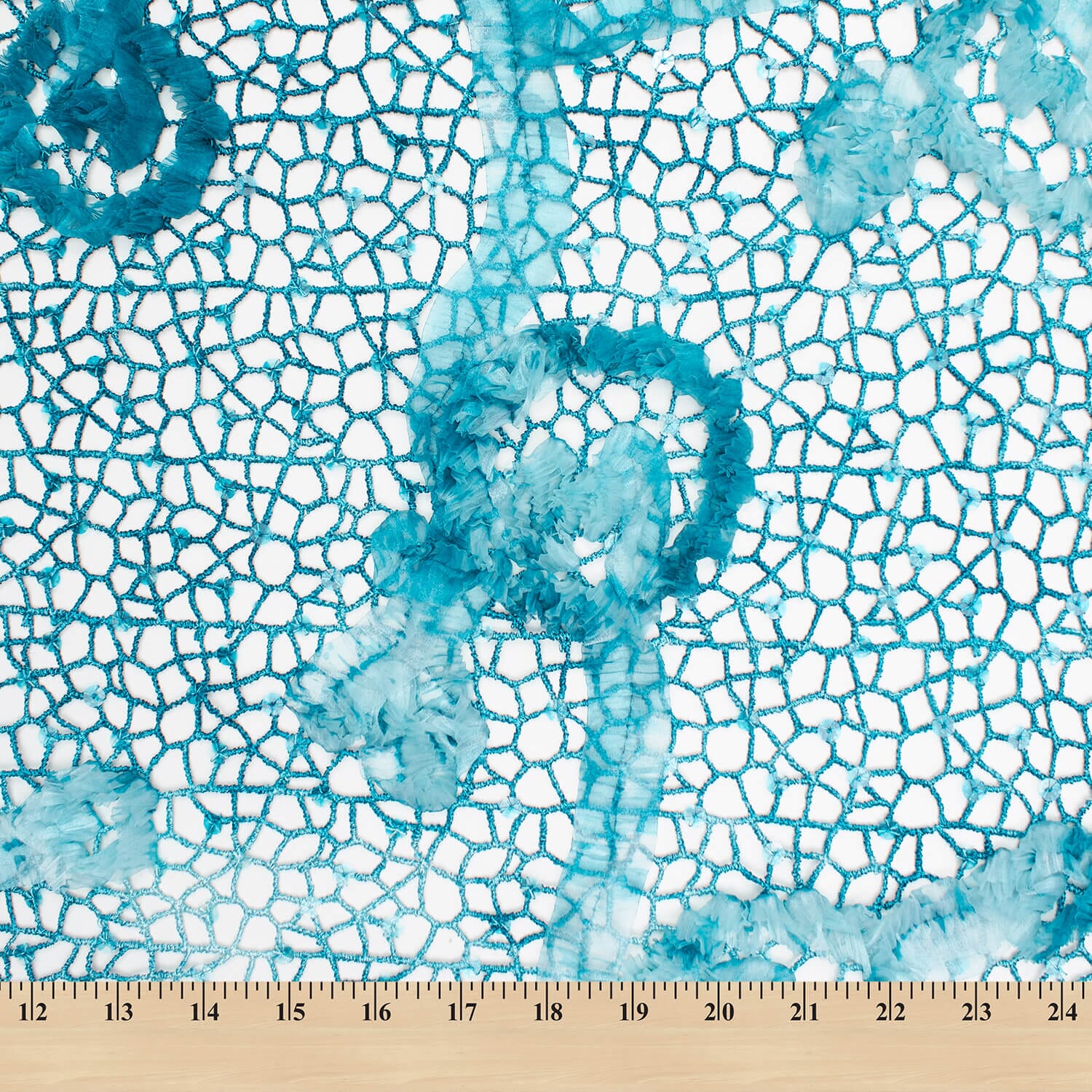 Chemical Mesh Lace w/ Floral Ribbon Embroidery - Image 18
