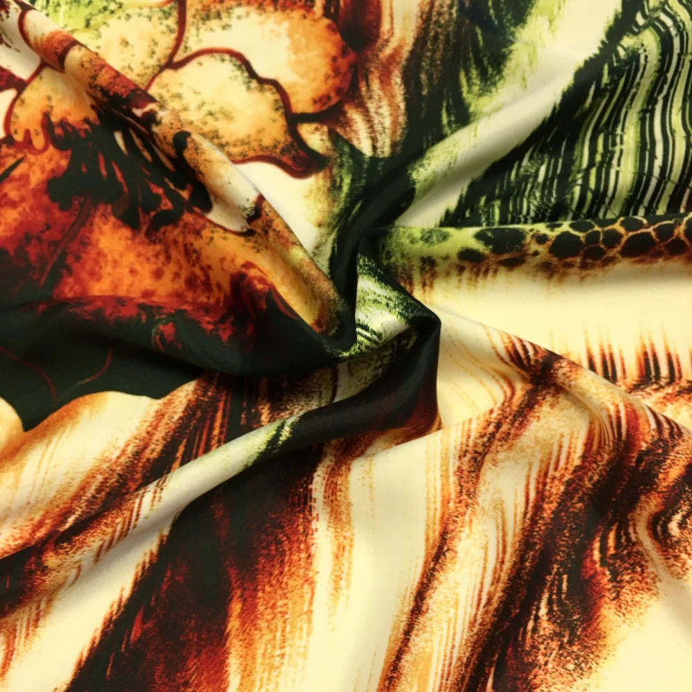Claritza Red Printed Charmeuse - Image 4