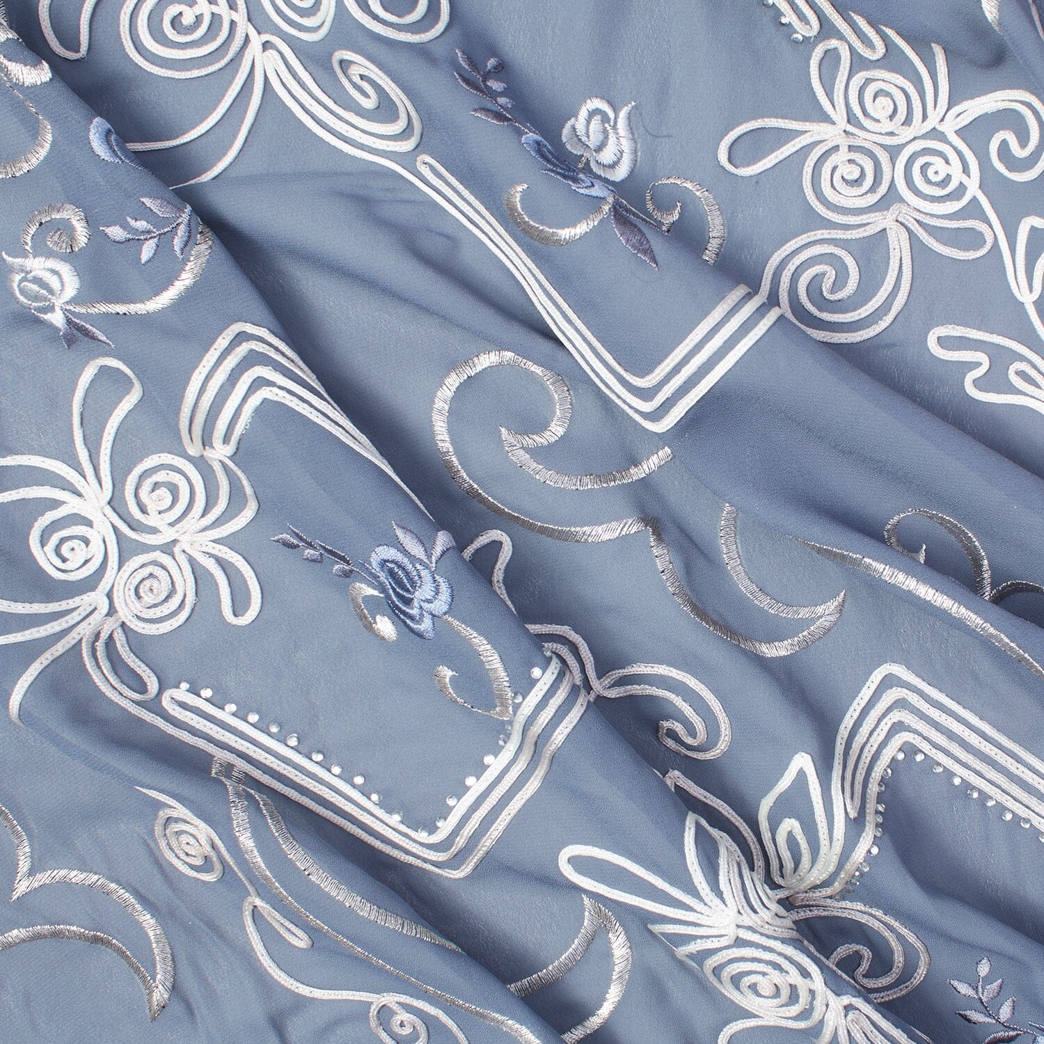 Corded Floral Embroidery On Georgette - Image 5