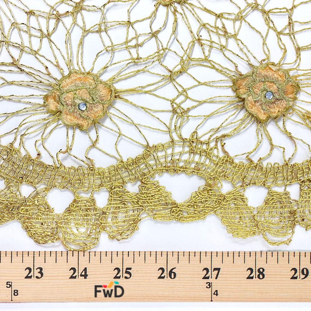 Corded Metallic Lace With Rose Patches - Image 10
