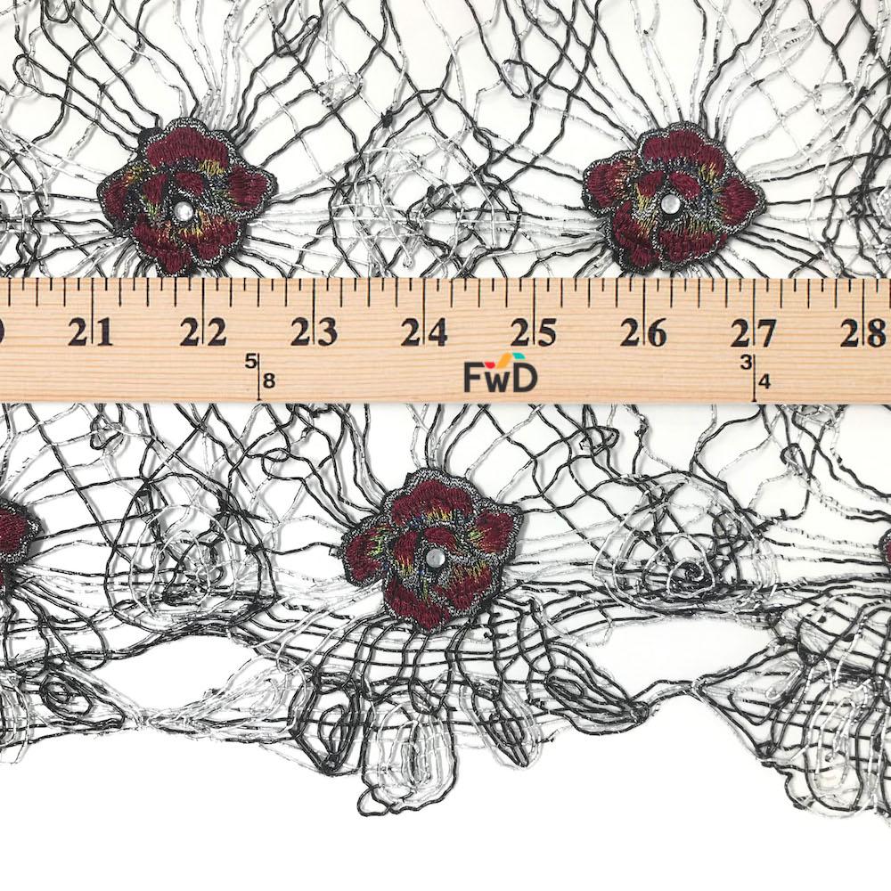 Corded Metallic Lace With Rose Patches - Image 7