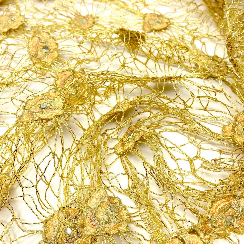 Corded Metallic Lace With Rose Patches - Image 9