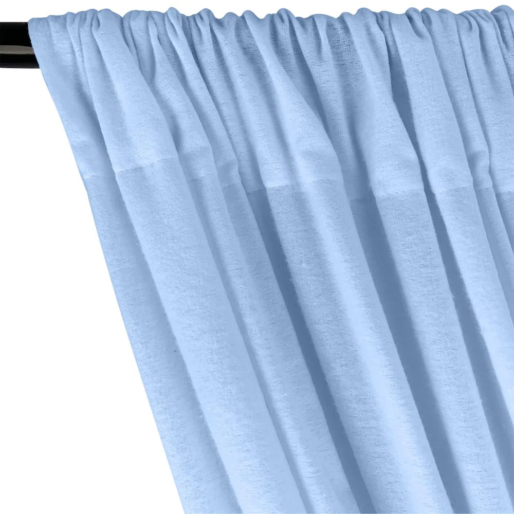 Cotton Flannel Rod Pocket Curtains - Light Blue - Image 2