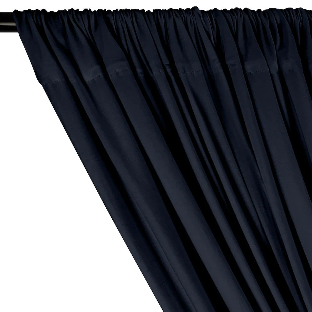 Cotton Jersey Rod Pocket Curtains - Navy - Image 2