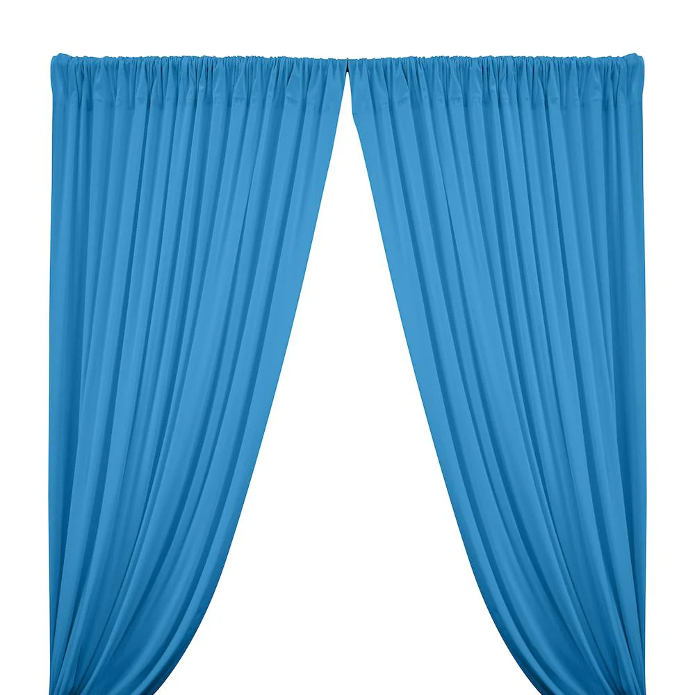 Cotton Jersey Rod Pocket Curtains - Turquoise