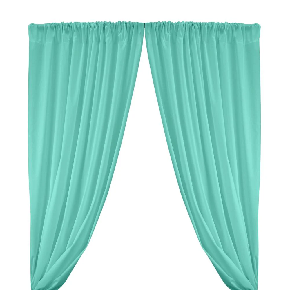 Cotton Polyester Broadcloth Rod Pocket Curtains - Aqua Blue