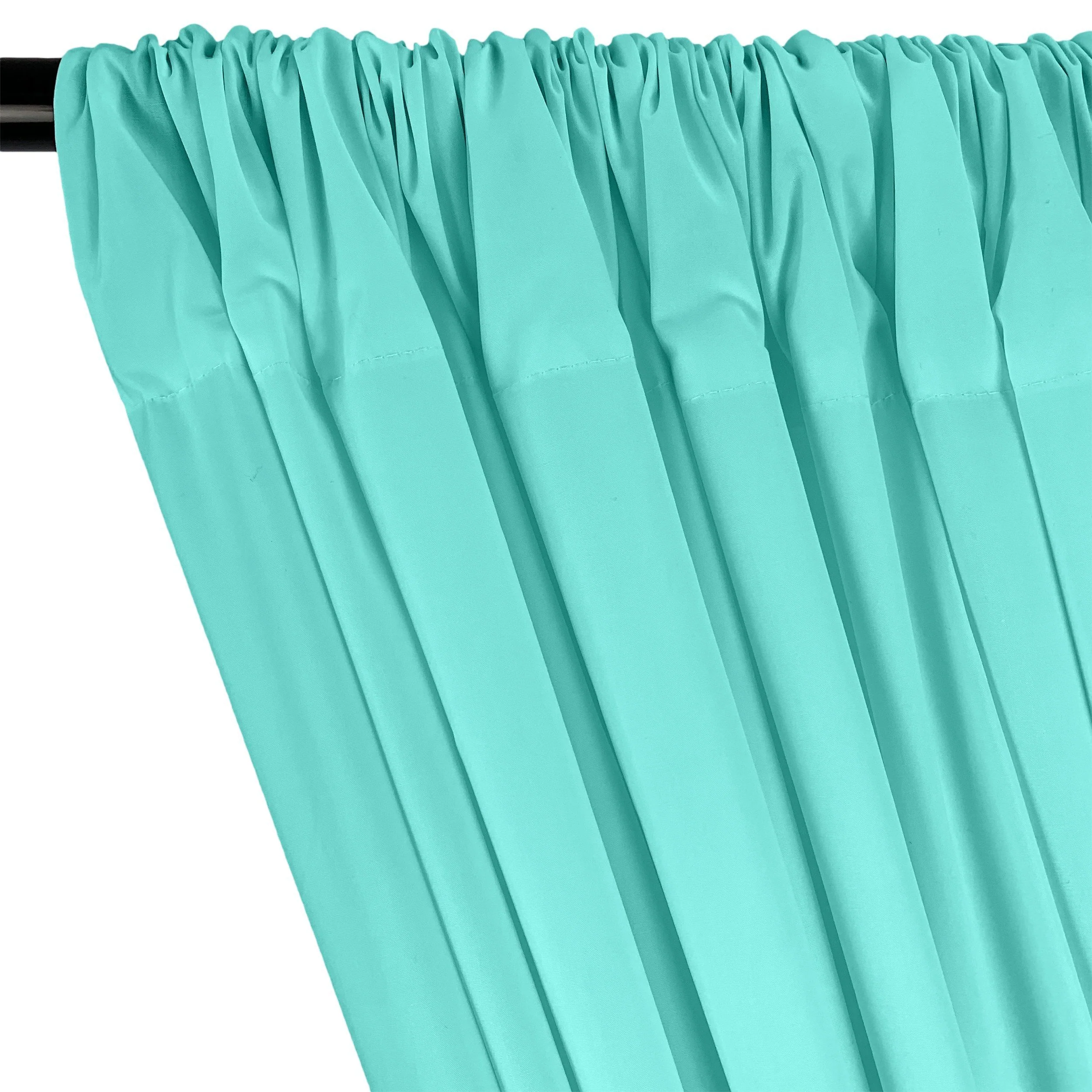 Cotton Polyester Broadcloth Rod Pocket Curtains - Aqua Blue - Image 2