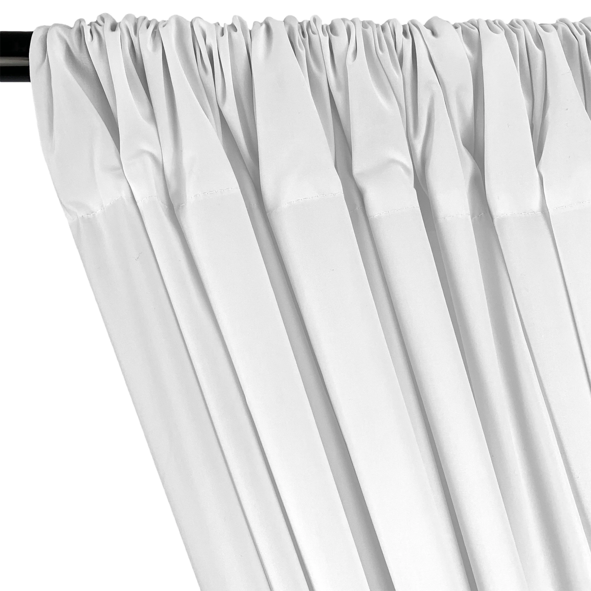 Cotton Polyester Broadcloth Rod Pocket Curtains (All Colors Available) - White - Image 2
