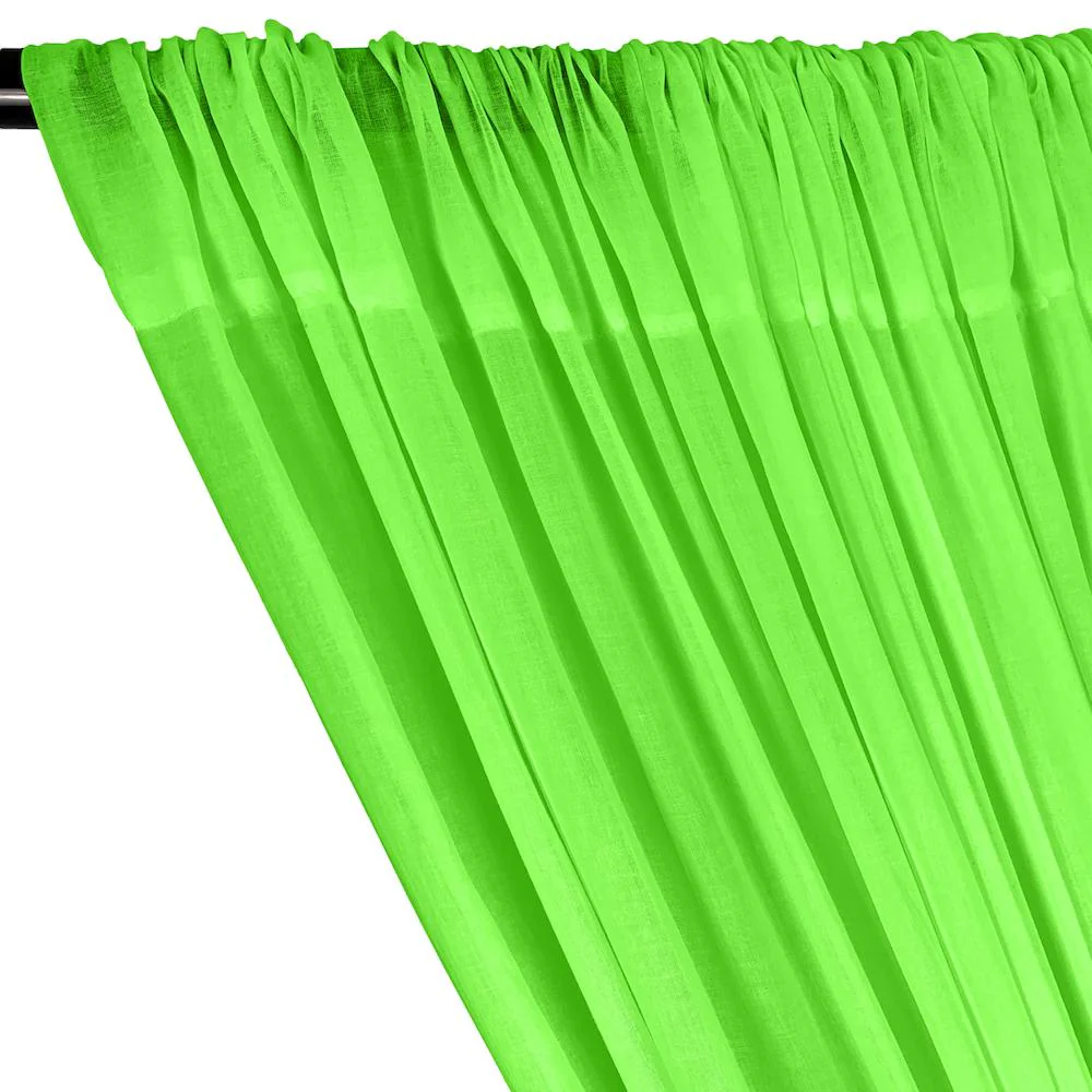 Cotton Voile Rod Pocket Curtains - Apple Green - Image 2
