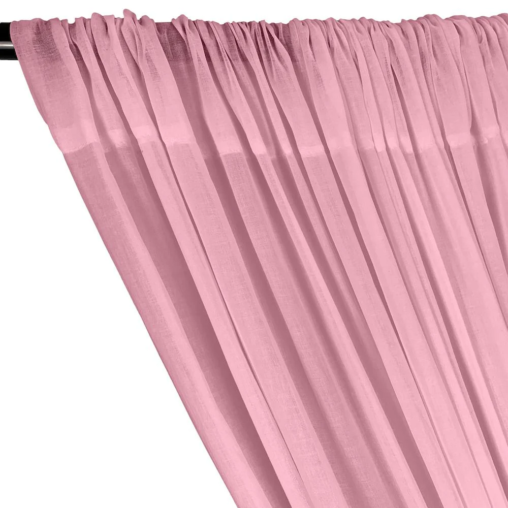 Cotton Voile Rod Pocket Curtains - Candy Pink - Image 2