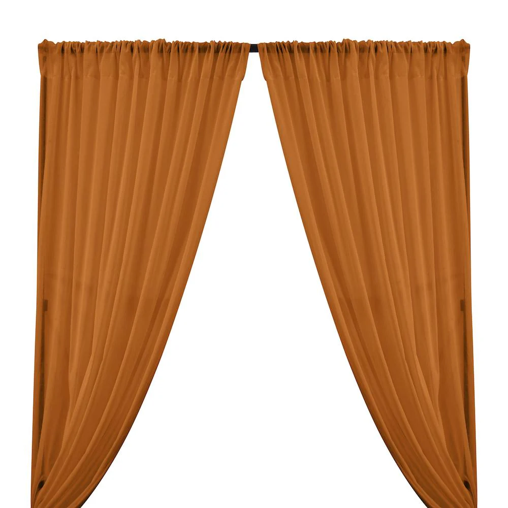 Cotton Voile Rod Pocket Curtains - Dark Saffron