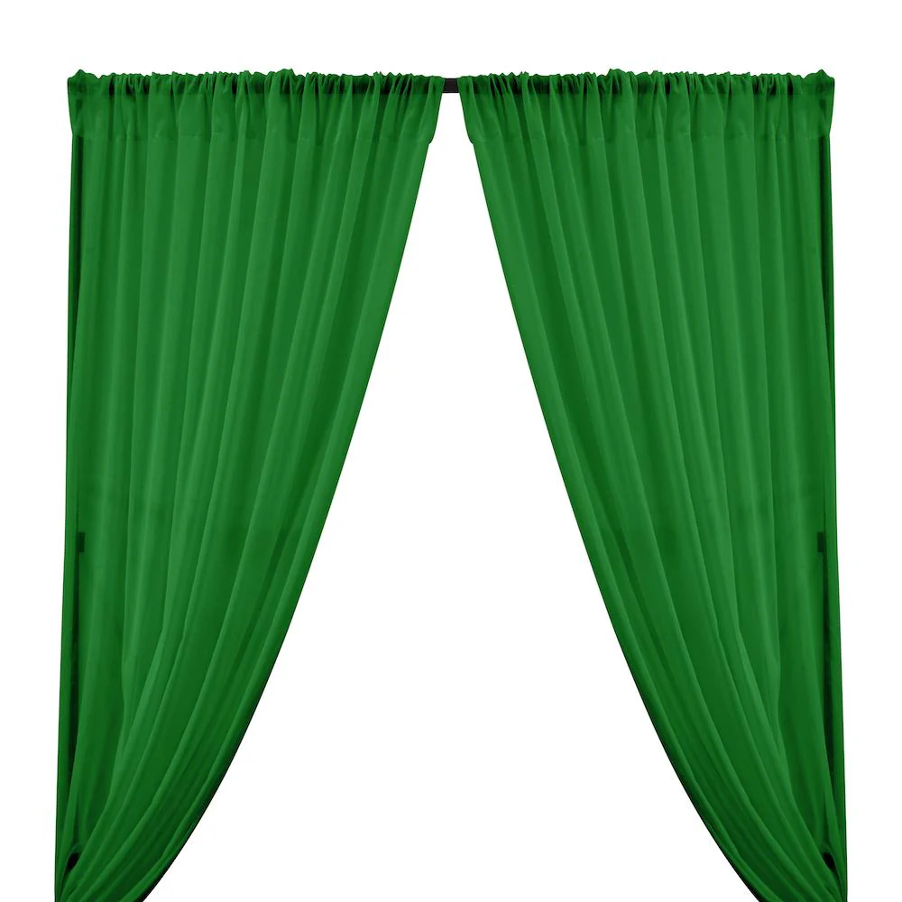 Cotton Voile Rod Pocket Curtains - Kelly Green