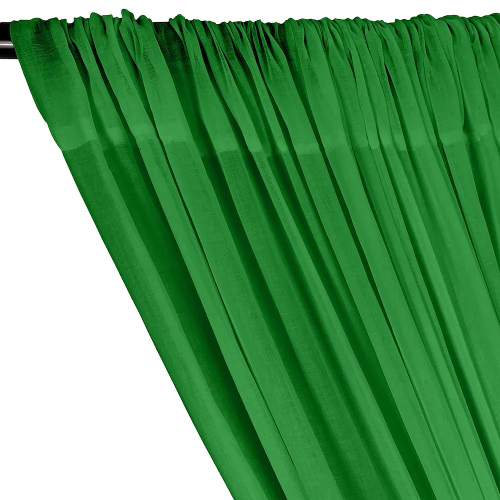 Cotton Voile Rod Pocket Curtains - Kelly Green - Image 2