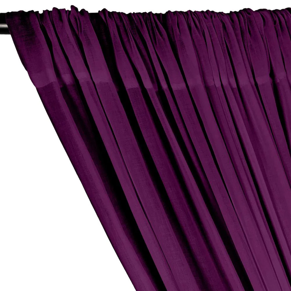 Cotton Voile Rod Pocket Curtains - Magenta - Image 2