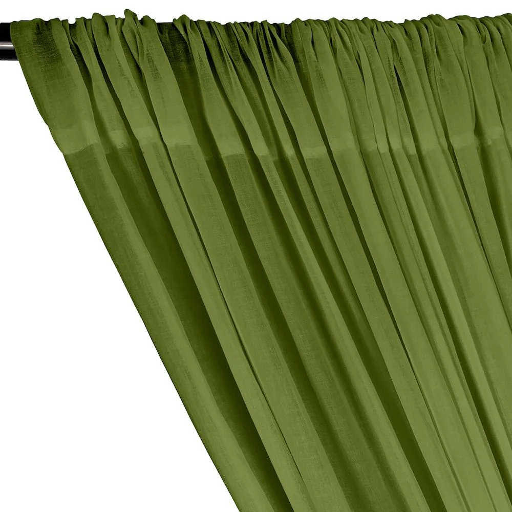 Cotton Voile Rod Pocket Curtains - Olive - Image 2