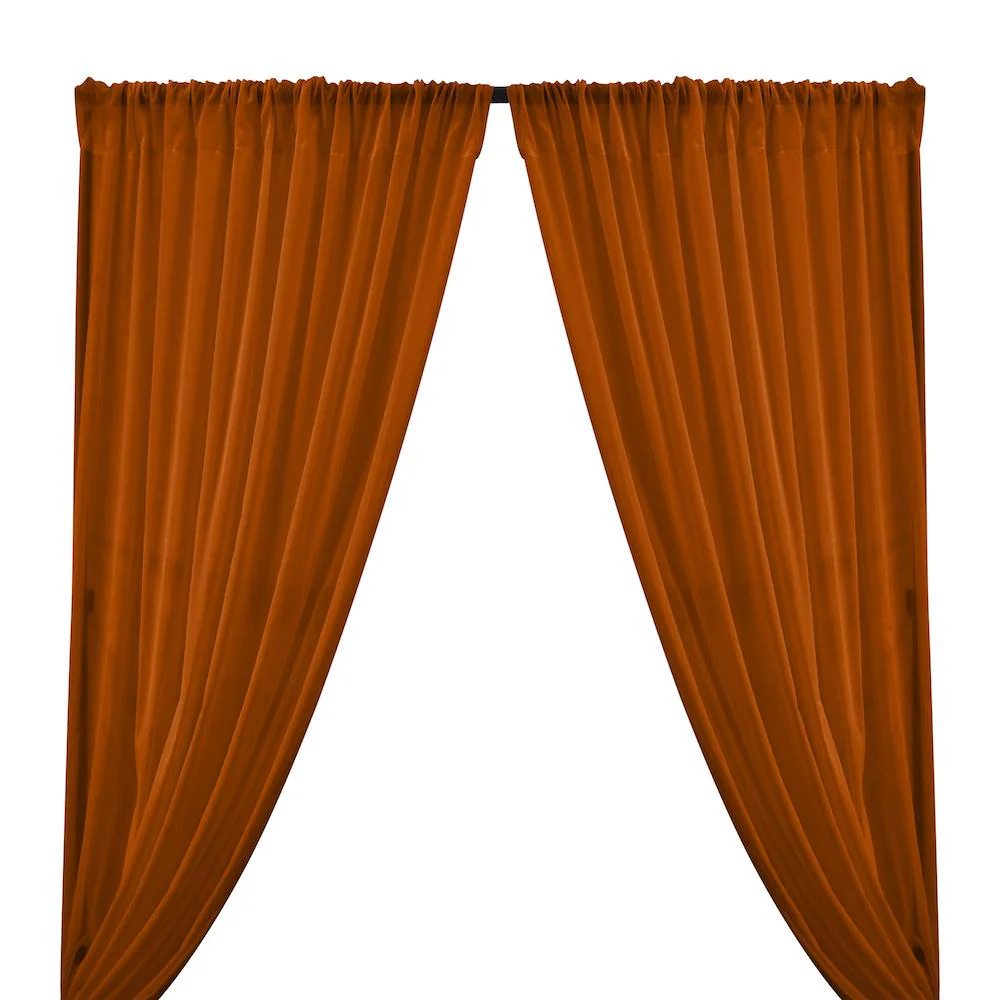 Cotton Voile Rod Pocket Curtains - Rust