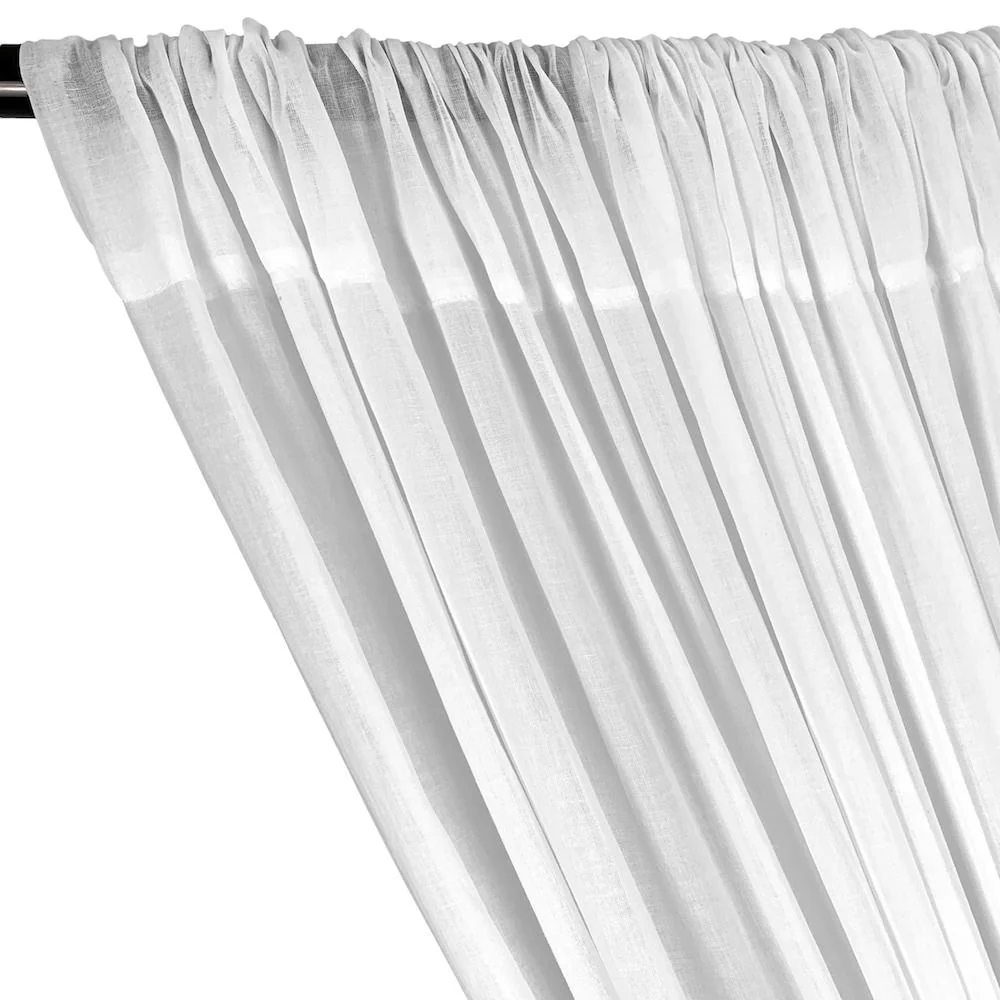Cotton Voile Rod Pocket Curtains (All Colors Available) - White - Image 2