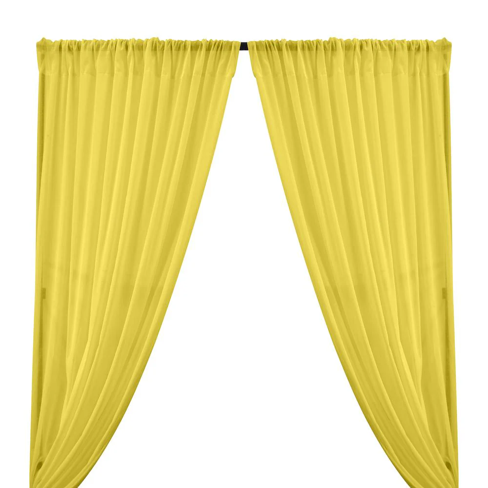 Cotton Voile Rod Pocket Curtains - Yellow