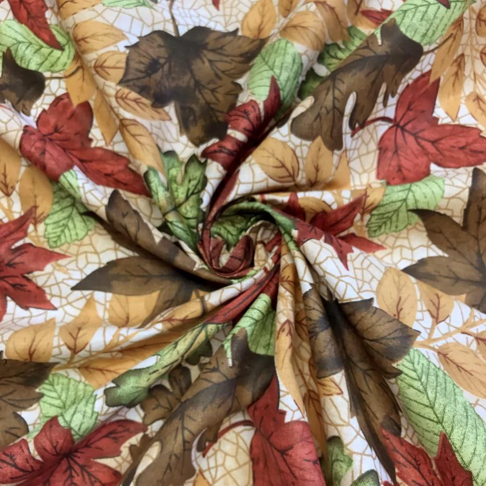 Crackle Leaves Tan Printed Cotton - Image 2