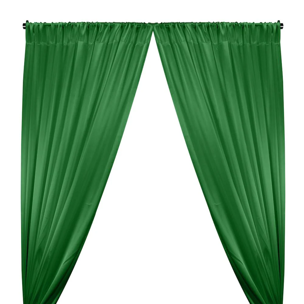 Crepe Back Satin Rod Pocket Curtains - Kelly Green