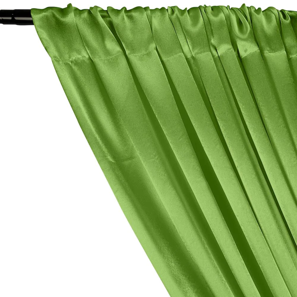 Crepe Back Satin Rod Pocket Curtains - Lime Green - Image 2