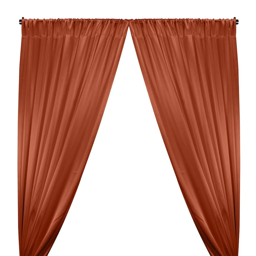 Crepe Back Satin Rod Pocket Curtains - Rust