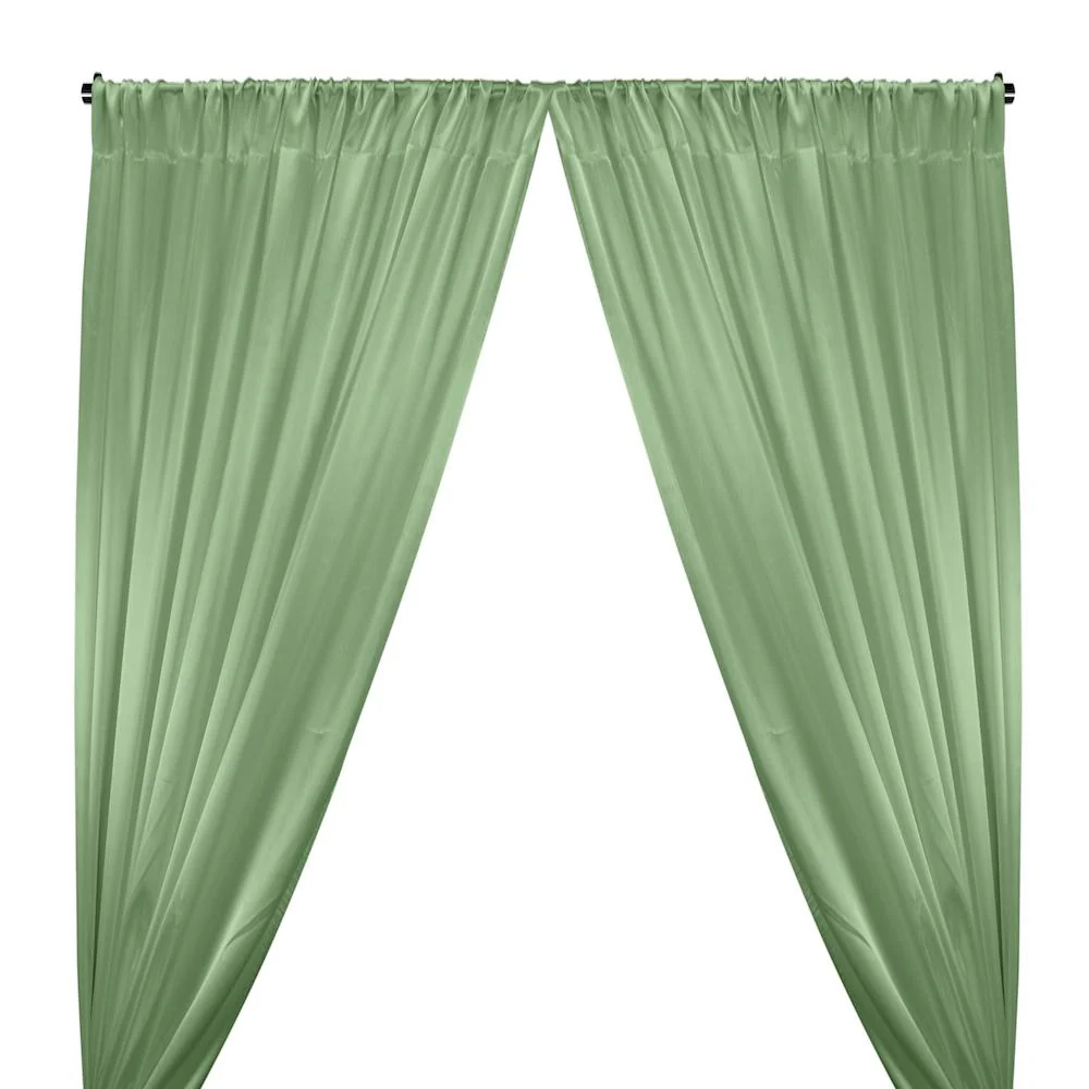 Crepe Back Satin Rod Pocket Curtains - Sage