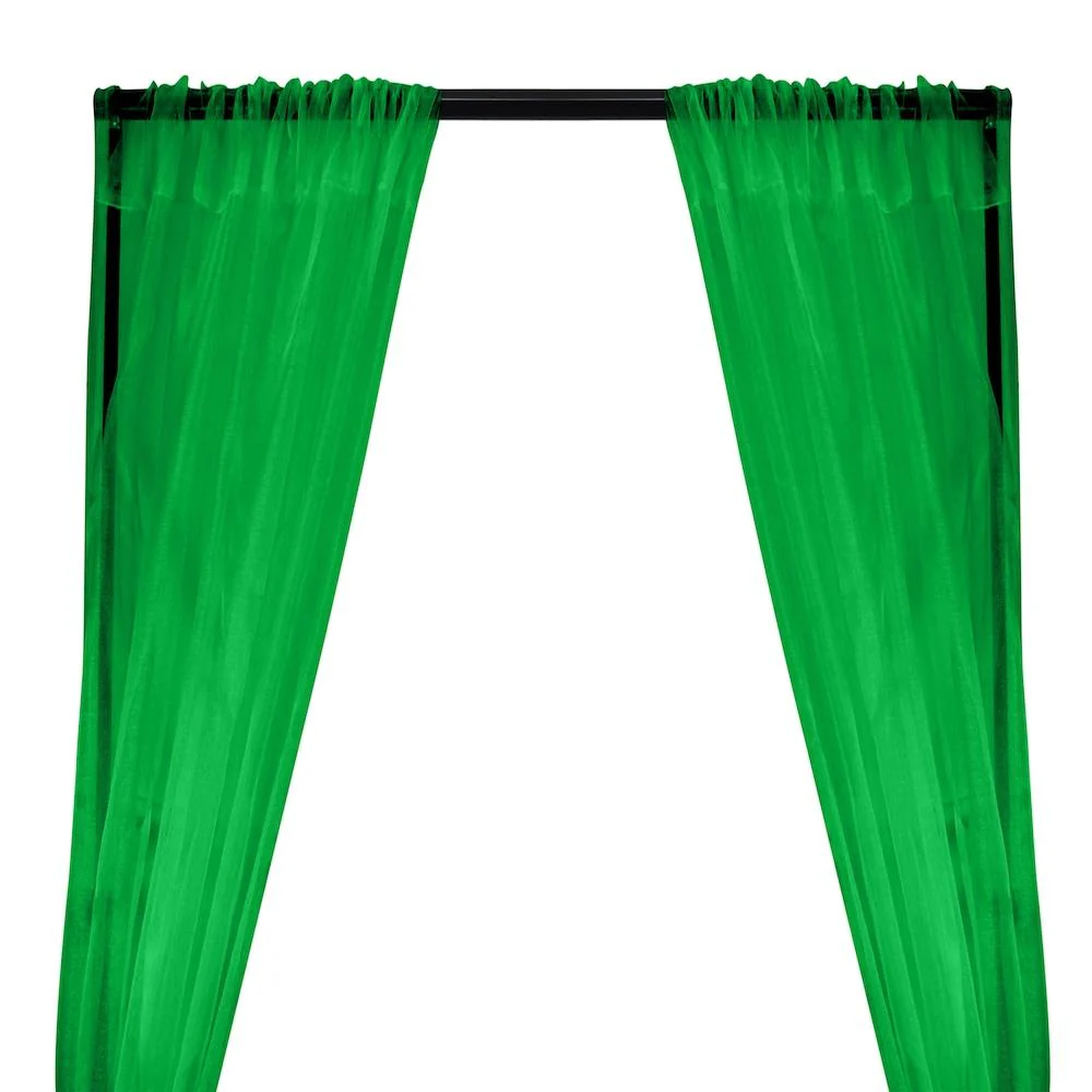 Crystal Organza Rod Pocket Curtains - Kelly Green