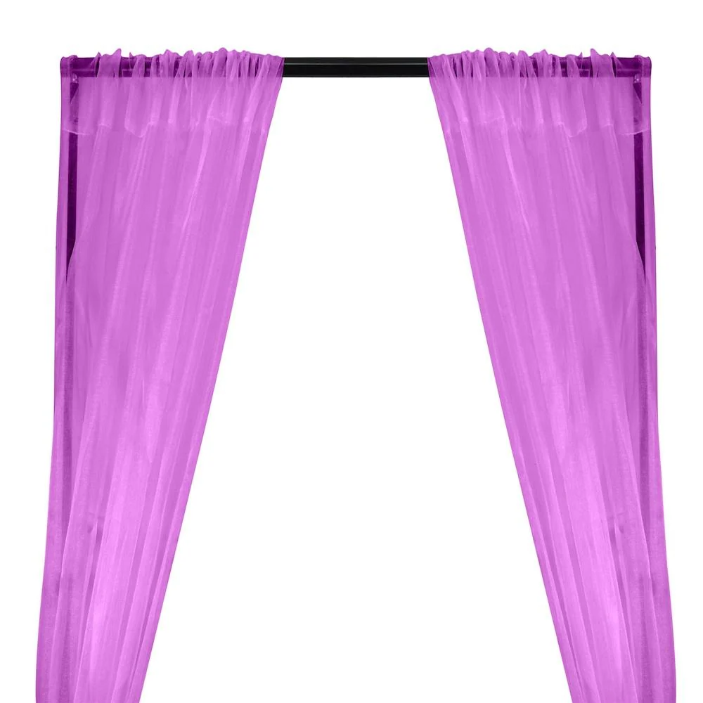 Crystal Organza Rod Pocket Curtains - Orchid