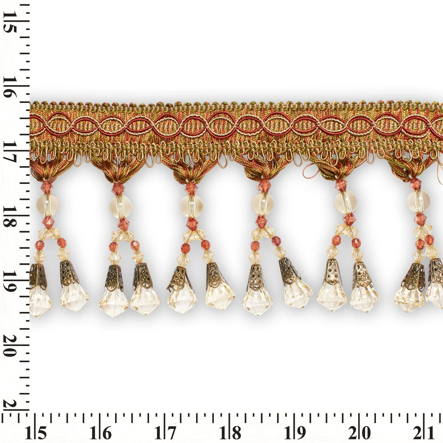 Dual Beaded Rhinestone Tassel Fringe Trim - Image 4