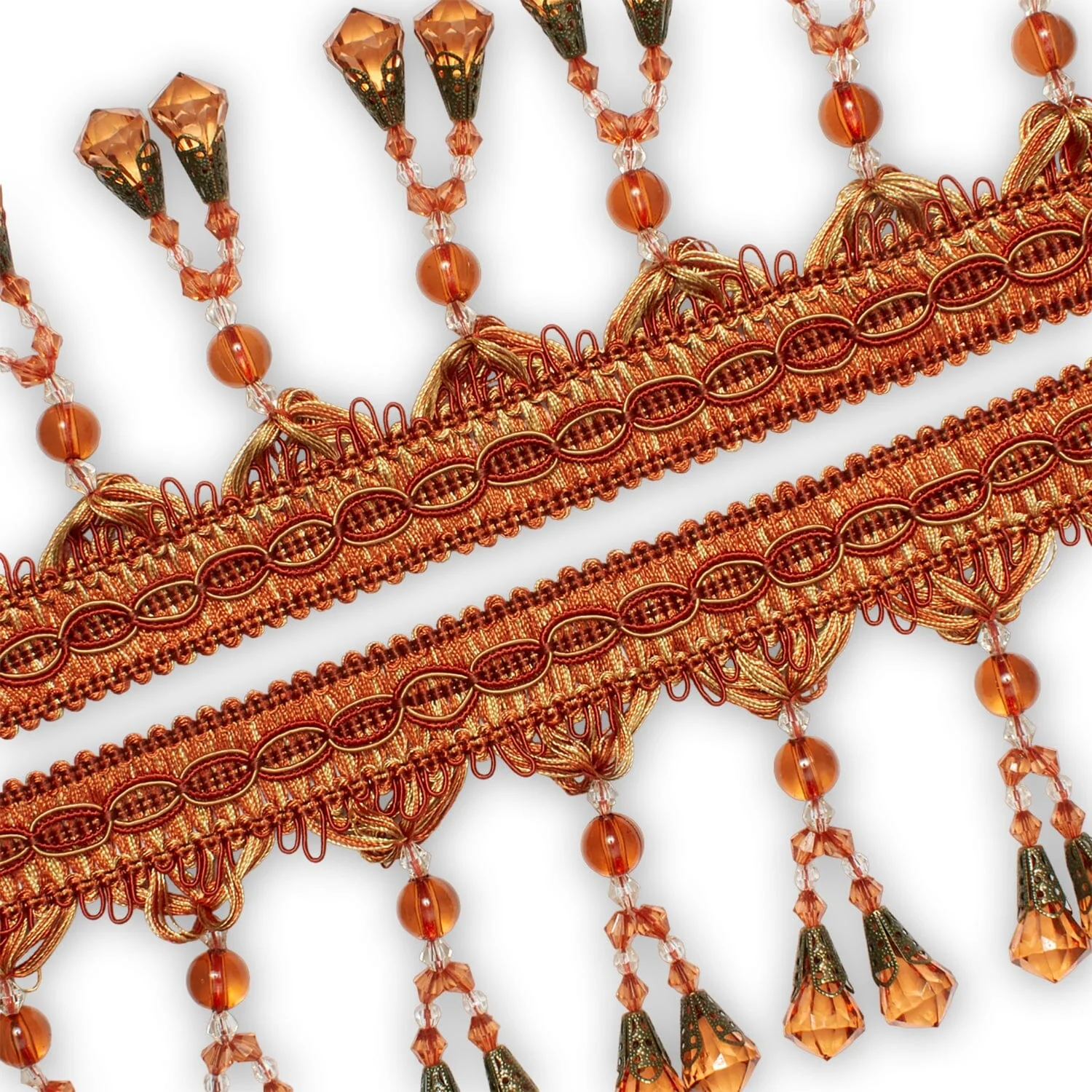 Dual Beaded Rhinestone Tassel Fringe Trim - Image 6