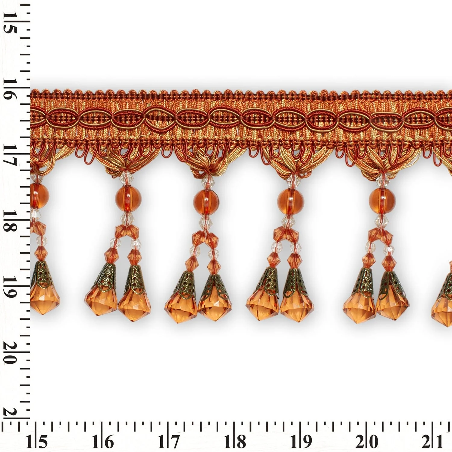 Dual Beaded Rhinestone Tassel Fringe Trim - Image 7