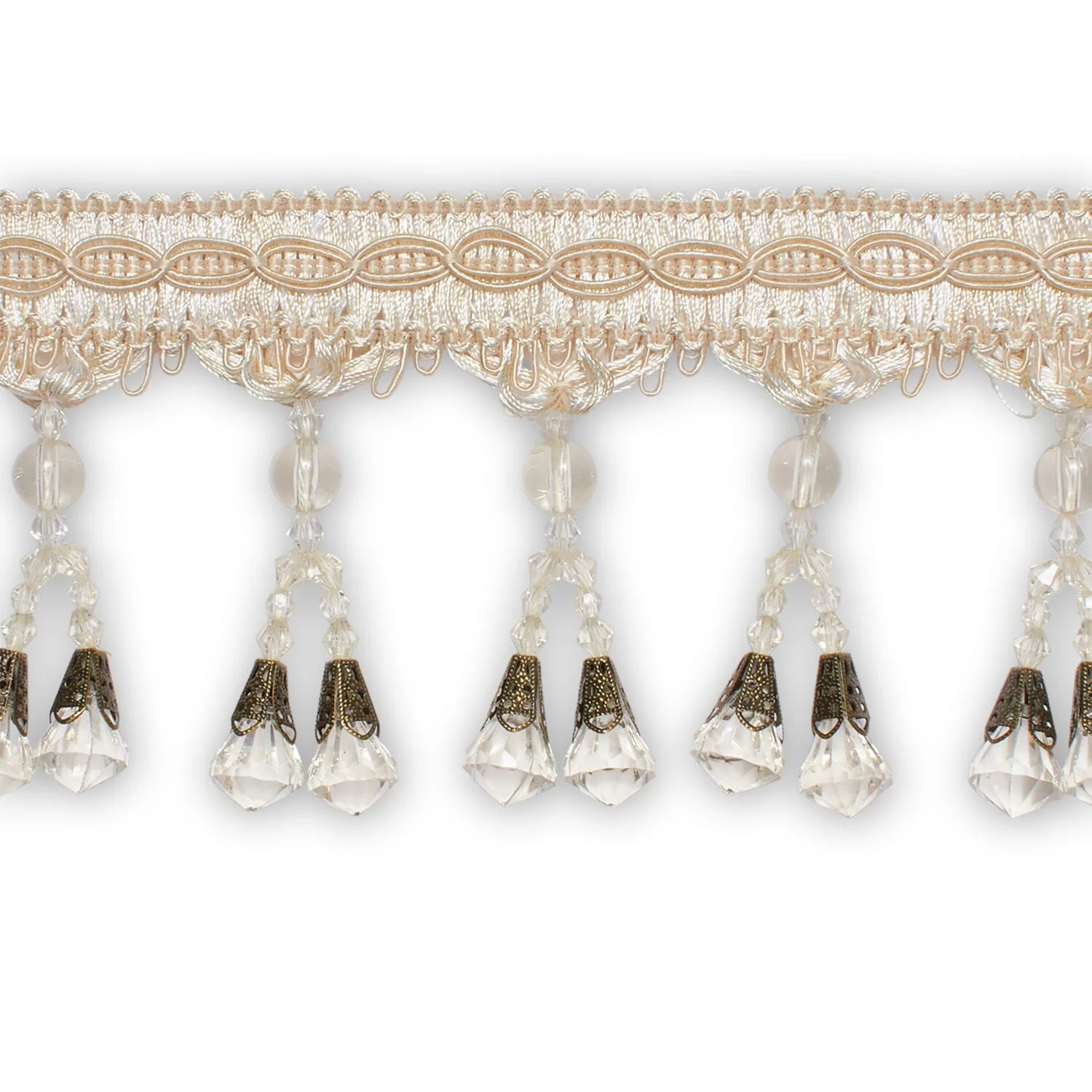 Dual Beaded Rhinestone Tassel Fringe Trim - Image 8