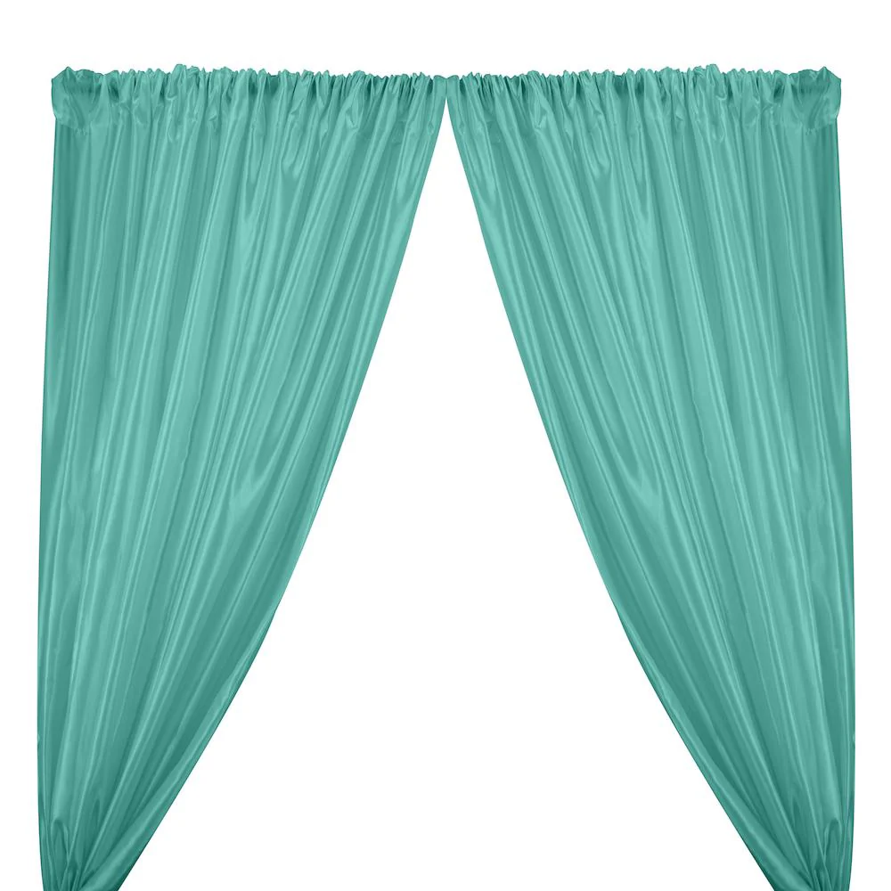 Extra Wide Nylon Taffeta Rod Pocket Curtains - Aqua Blue