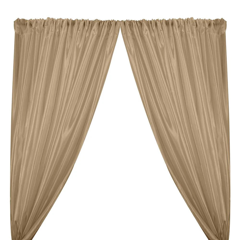Extra Wide Nylon Taffeta Rod Pocket Curtains - Beige