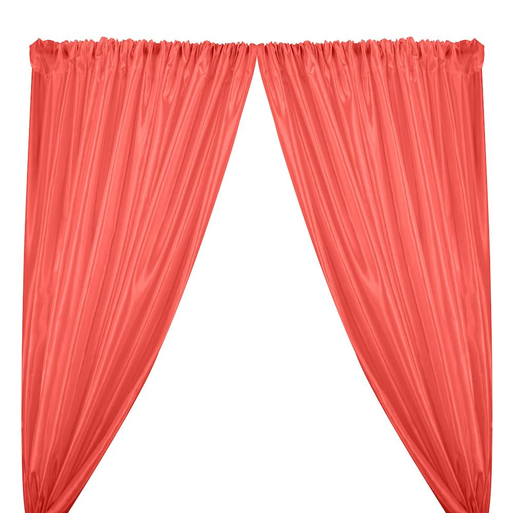 Extra Wide Nylon Taffeta Rod Pocket Curtains - Coral
