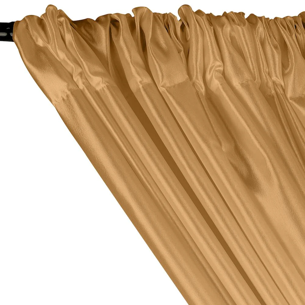 Extra Wide Nylon Taffeta Rod Pocket Curtains - Gold - Image 2
