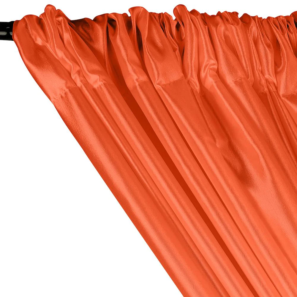 Extra Wide Nylon Taffeta Rod Pocket Curtains - Orange - Image 2