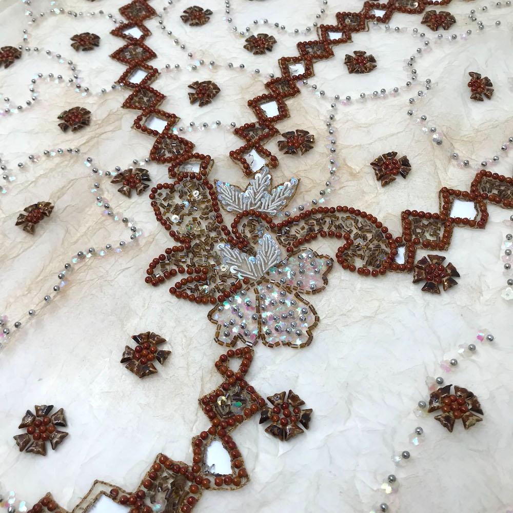 Floral Beaded Sequins on Crushed Organza - Image 2