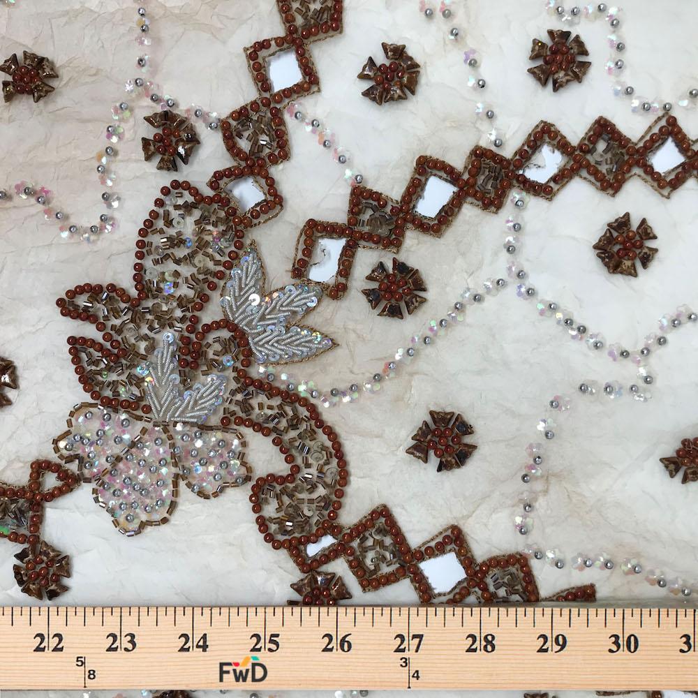 Floral Beaded Sequins on Crushed Organza - Image 3