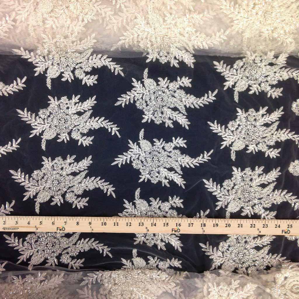 Floral Bridal Lace Beaded Fabric - Image 11