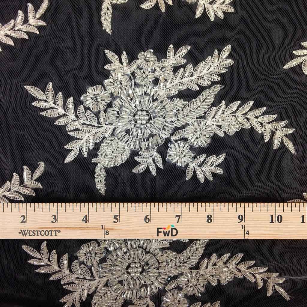 Floral Bridal Lace Beaded Fabric - Image 12