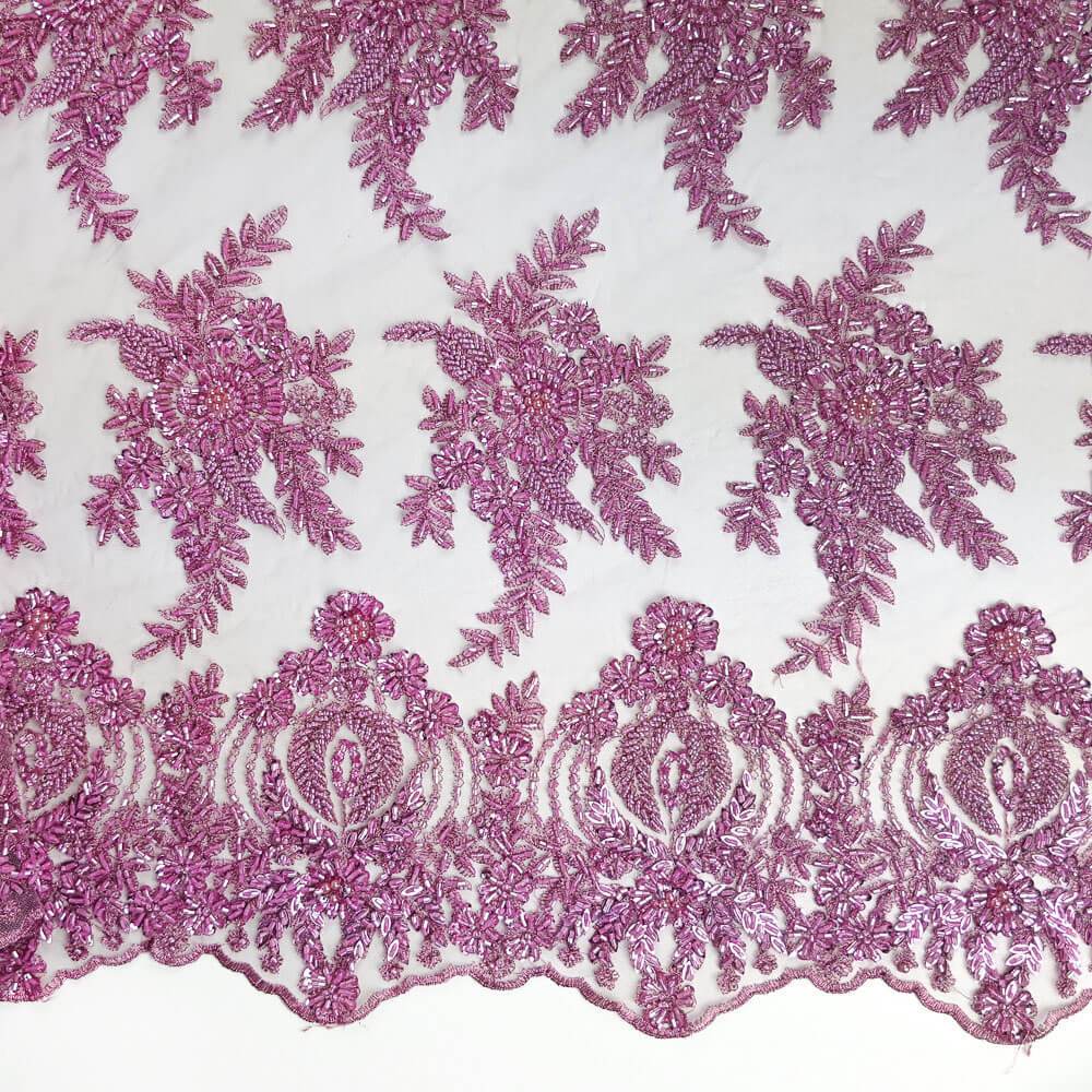 Floral Bridal Lace Beaded Fabric - Image 38
