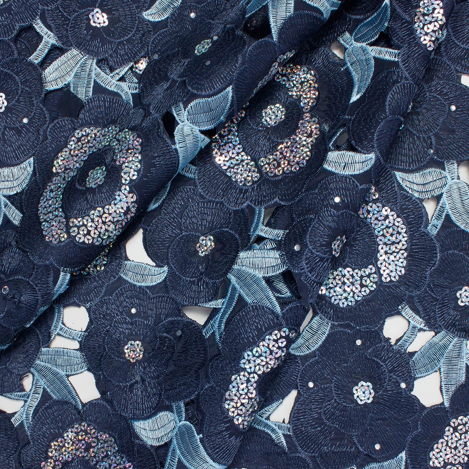 Floral Organza Embroidery Lace with Sequins - Image 10