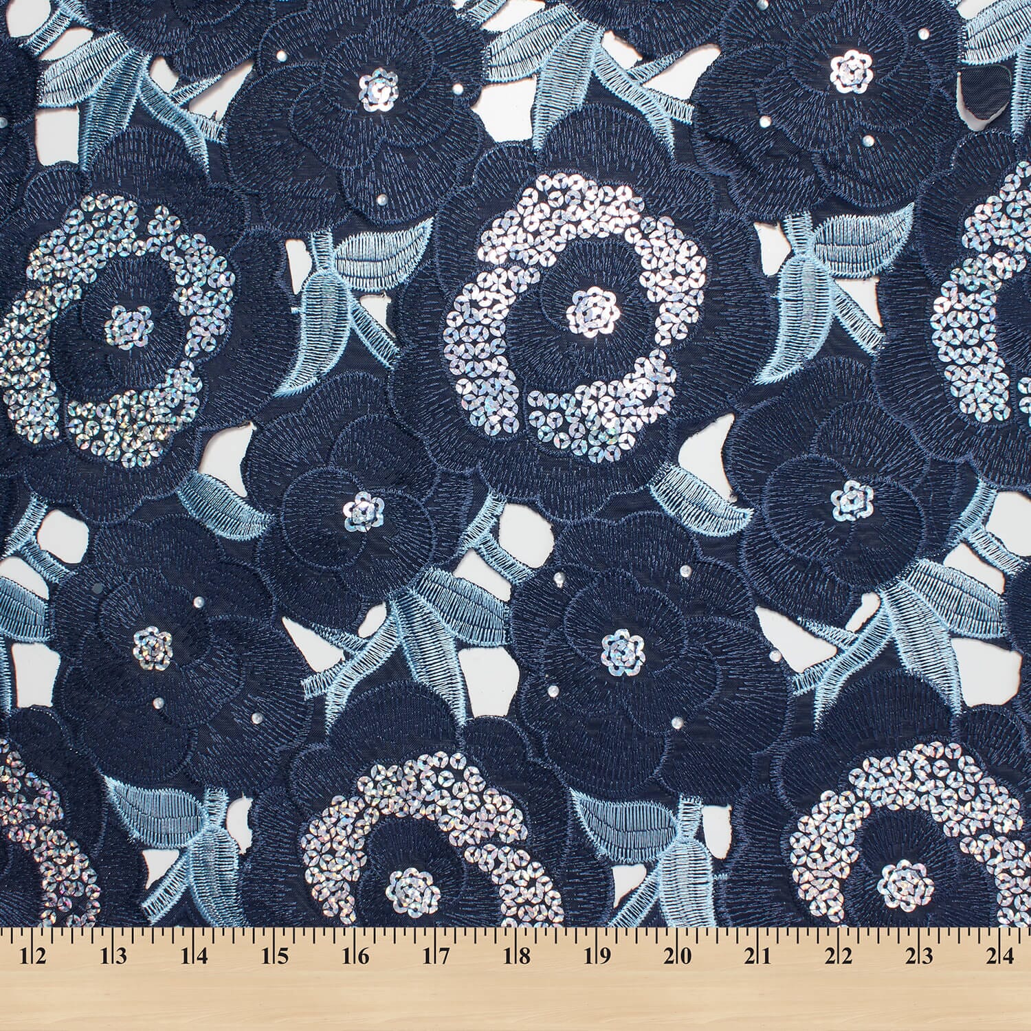 Floral Organza Embroidery Lace with Sequins - Image 13