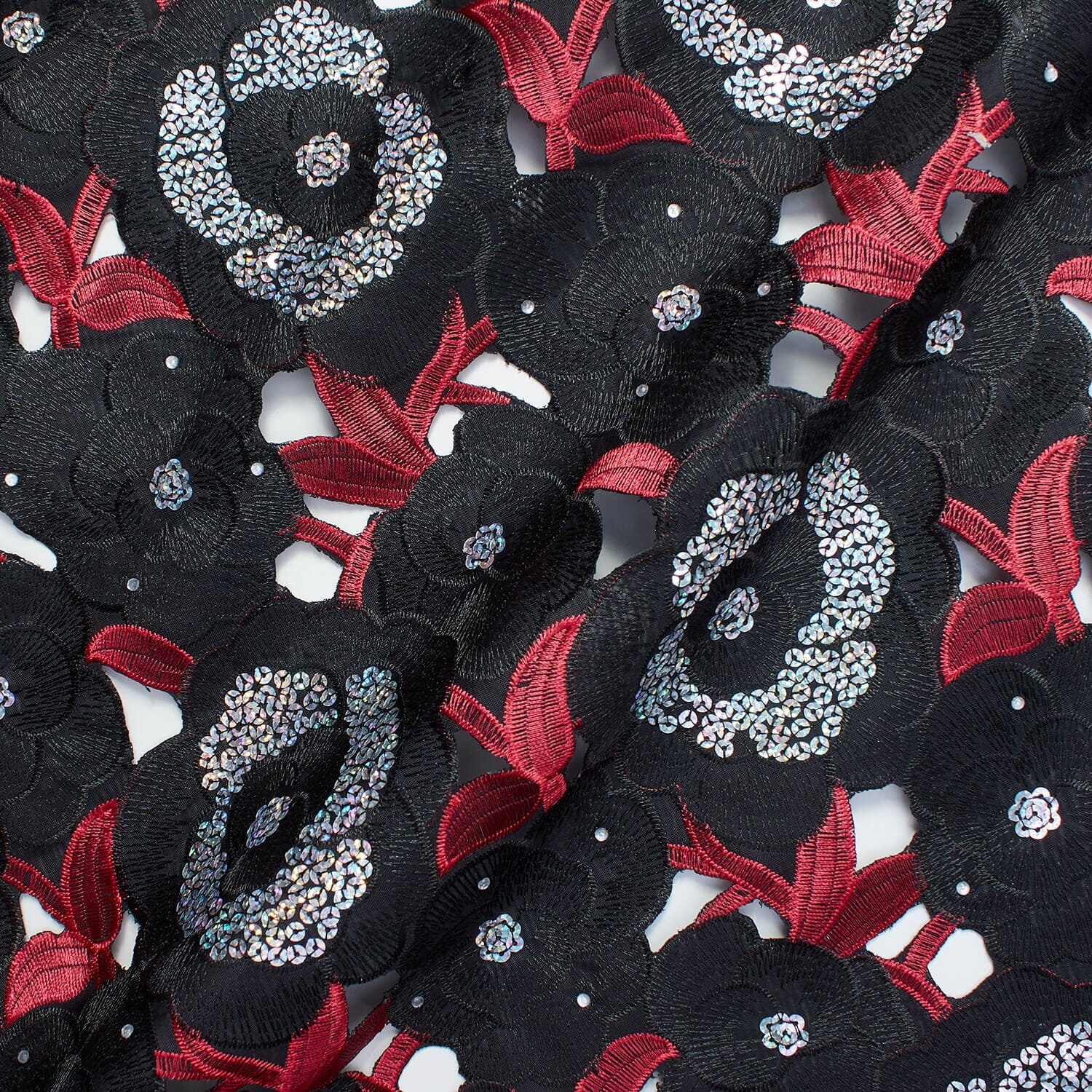 Floral Organza Embroidery Lace with Sequins - Image 14
