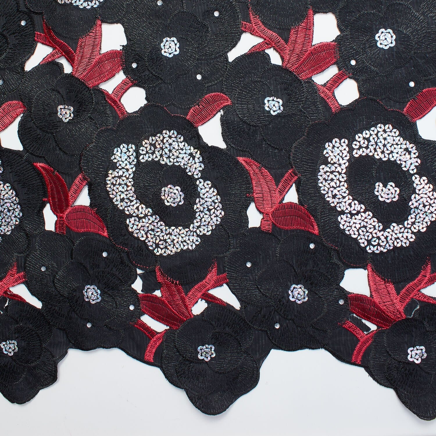 Floral Organza Embroidery Lace with Sequins - Image 15
