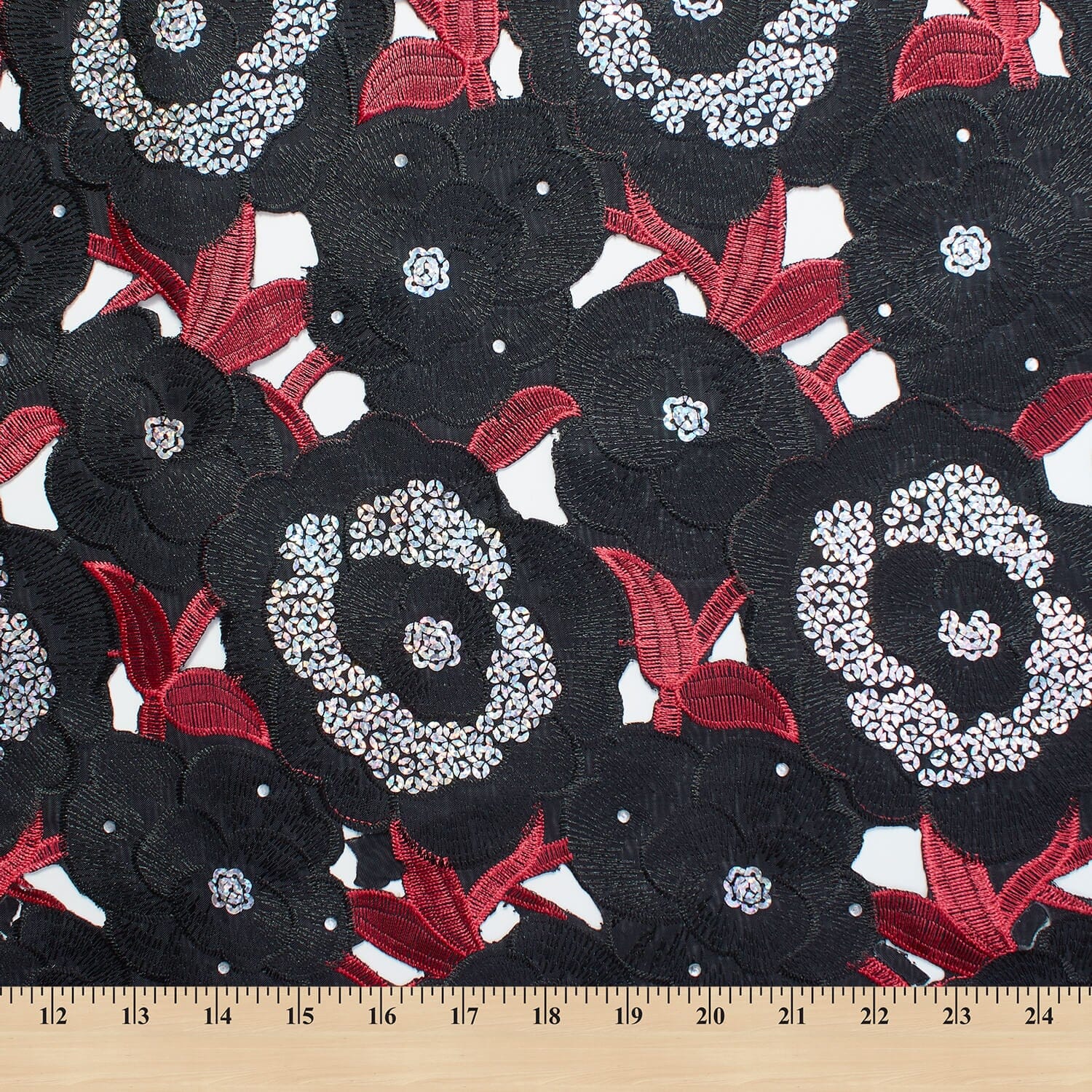 Floral Organza Embroidery Lace with Sequins - Image 17
